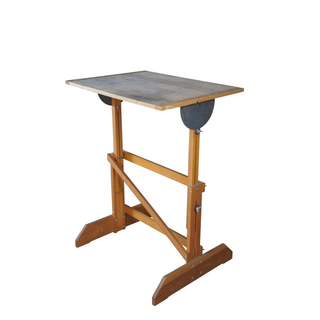 Mid 20th Century H.E. Smith Company Oak Adjustable Trestle Base