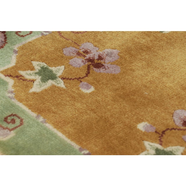 Late 20th Century Rug & Kilim’s Chinese Art Deco Rug in Brown and Green With Floral Patterns For Sale - Image 5 of 7