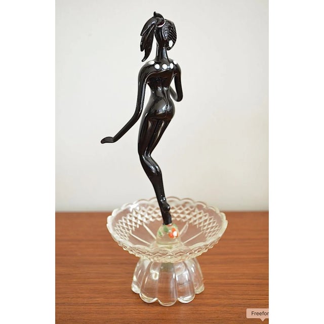 Black Mid-Century Modern Murano Glass Dancer Figurine, 1950s For Sale - Image 8 of 11