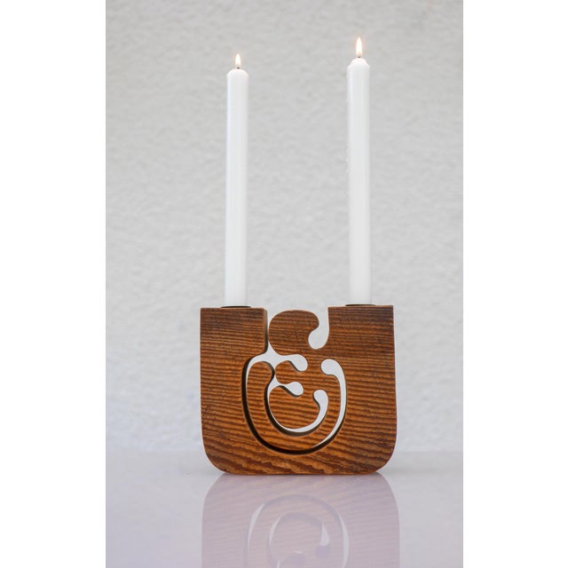 Large Wooden Candleholder by Gunnar Kanevad, 1984 For Sale - Image 10 of 11