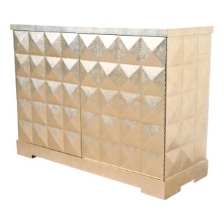 Barbara Barry for Baker Furniture Diamond Silver Leaf Cabinet or Credenza For Sale