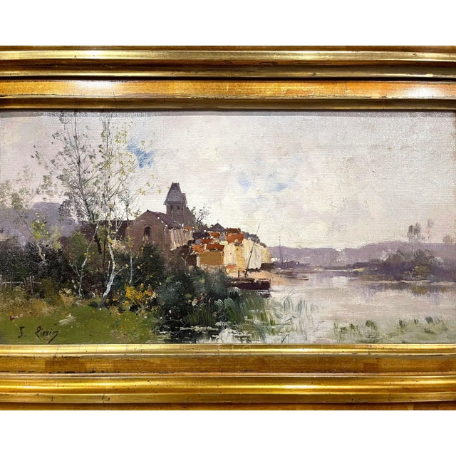 French 19th C. French River Landscape Painting Signed J. Lievin for E. Galien-Laloue For Sale - Image 3 of 12