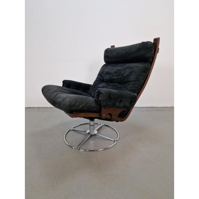 Vintage Black Alcantara Lounge Chair by Bruno Mathsson for Dux, 1960s For Sale - Image 11 of 11
