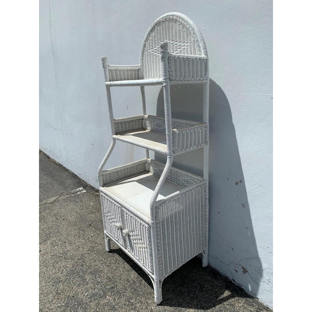 Wicker Shelving Cabinet Storage Etagere Book Case Display Shelf Rattan Bamboo For Sale - Image 4 of 10