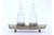 Perfume Bottles in Cut Glass with Silver Frame and Ship Grid, Set of 3, in Good conditions.