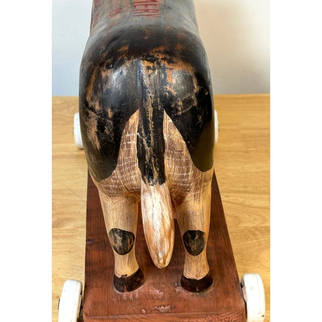 Folk Art Advertising IXL Creamery, 1944, Hand Carved Milk Cow Prize/ Trade Sign For Sale - Image 4 of 12