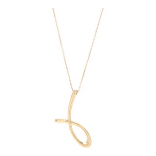 Tiffany & Co Paloma Picasso J Initial Necklace, 18k Yellow Gold, Length 19 In For Sale