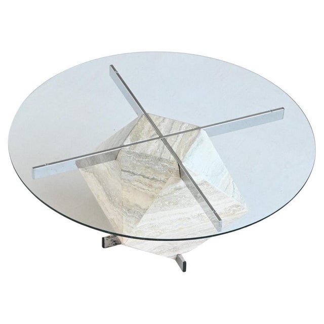 Mid-Century Modern Diamond Shaped Coffee Table in White Travertine, 1960 For Sale - Image 3 of 18
