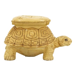 Vintage Hollywood Regency Turtle Garden Stool, Yellow For Sale