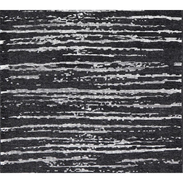 Modern Keivan Woven Arts Large Black and White Modern Rug 9'9 X 15' For Sale - Image 3 of 6