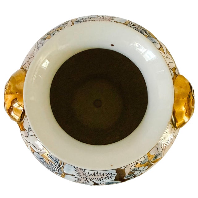 Mid 20th Century Macau Enameled Gold-Ground Lotus & Peony Vase / Lamp Base For Sale In San Diego - Image 6 of 8