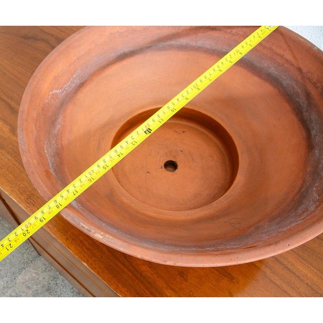 1960s Mid Century Modern Planter Terra Cotta Silma Italy Pottery Vintage Round 18" For Sale - Image 12 of 12