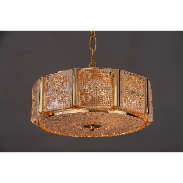 Brass & Glass Ceiling Lamp by Carl Fagerlund for Orrefors, 1960s For Sale - Image 6 of 10