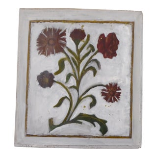 Antique French Primitive Painted Wood Panel For Sale
