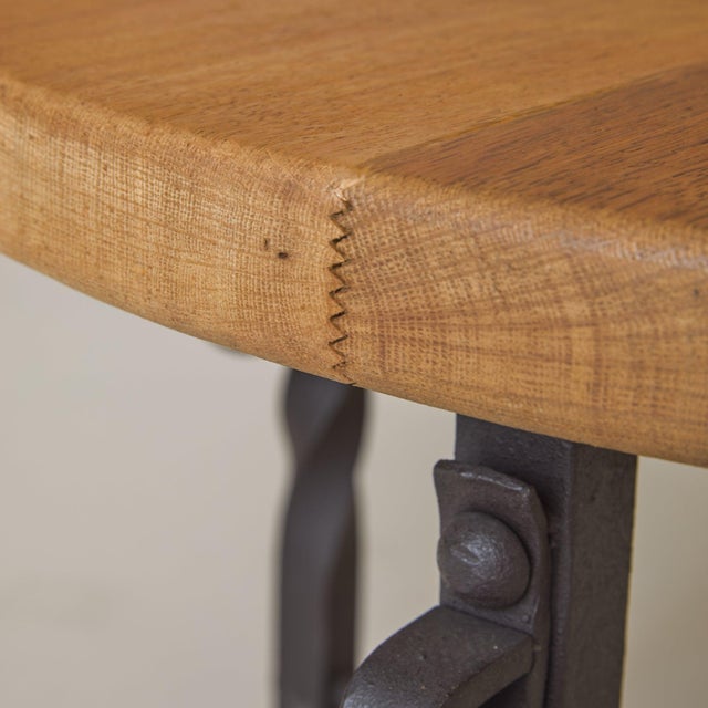 Belgian Oak + Wrought Iron Coffee Table, 1950s For Sale - Image 11 of 11