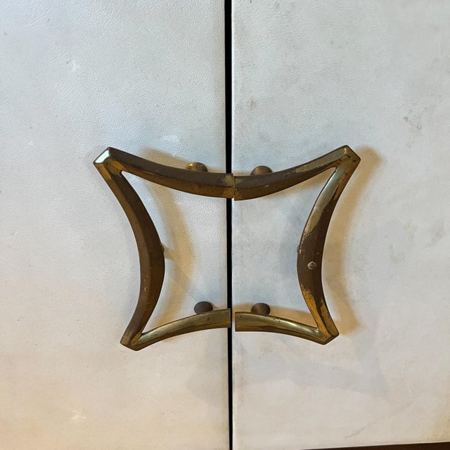 1950s 1950s Arturo Pani Credenza Mahogany Leather and Brass Mexico For Sale - Image 5 of 12
