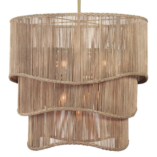 Transitional Nimes Drum Chandelier, Natural For Sale - Image 3 of 5