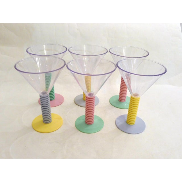 Vintage Two-Tone Stemmed Cocktail Glasses, 1980s, Set of 6 For Sale - Image 10 of 10