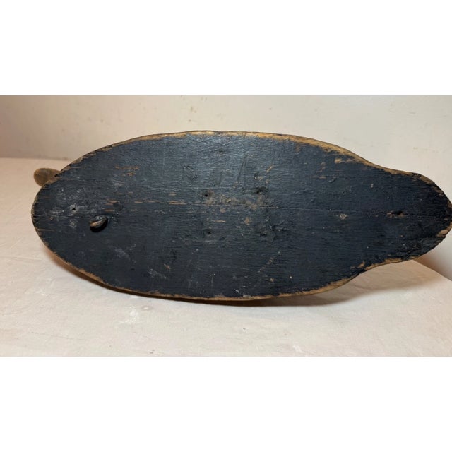 Black Vintage Hand Carved Painted Wood Folk Art Black Duck Decoy Sculpture Figure For Sale - Image 8 of 9