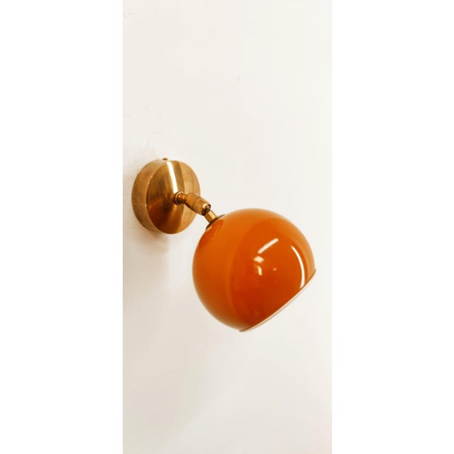 Adjustable Sconce with Orange Metal Dome For Sale - Image 9 of 12