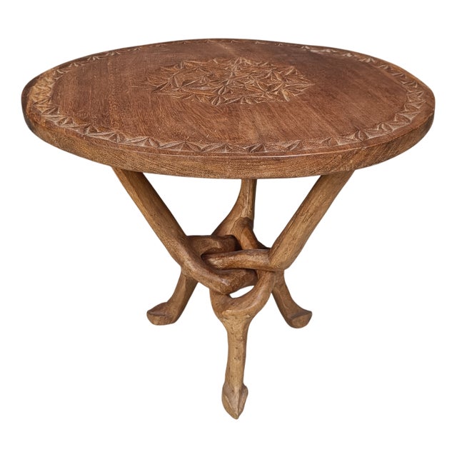 Vintage Tribal Art Side Table, 1960s For Sale