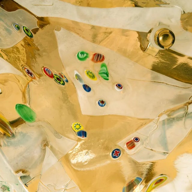 1980s Gold-Plated Pyramid Murano Flush Mount or Wall Light from La Murrina, Italy, 1970s For Sale - Image 5 of 13