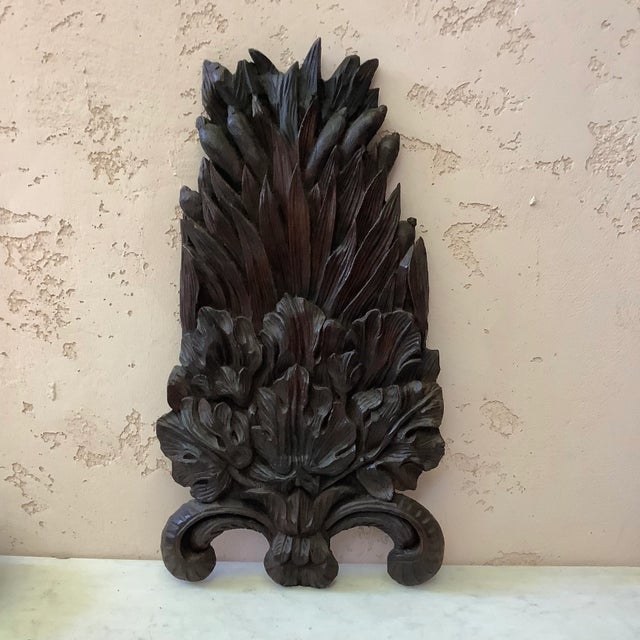 19th Century Carved Wood Leaves & Reeds Plaque For Sale - Image 9 of 9