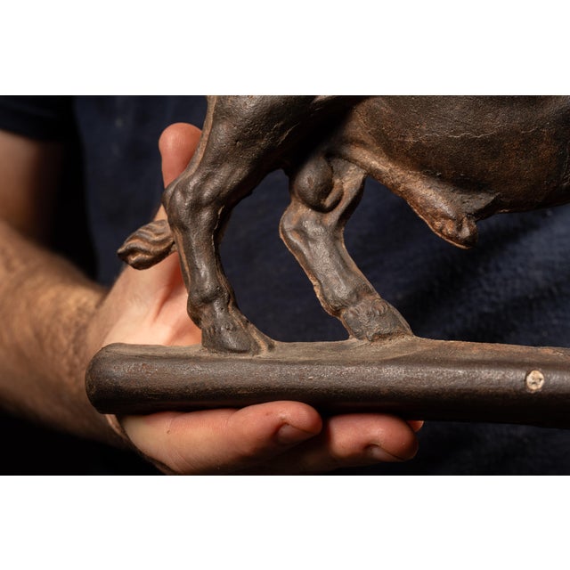Early 20th Century Early 20th Century Cast Iron Butcher Shop Bull Finial For Sale - Image 5 of 6