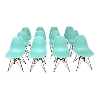 Herman Miller Eames Aqua Sky Blue Plastic Dining Shell Chair With Chrome Eiffel Base - Set of 6 For Sale