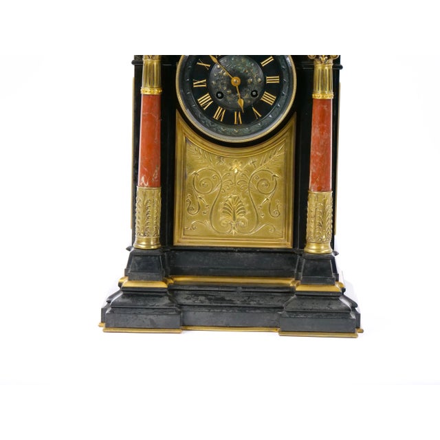19th Century French Marble & Bronze Figural Mantel Clock Signed by Japy Freres For Sale In New York - Image 6 of 12