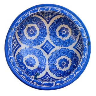 Early 20th Century Blue Moorish-Patterned Ceramic Plate For Sale