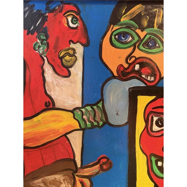 Keil Peter Robert, Faces Abstract Naive New Wild Ones, 1980s, Oil on Canvas For Sale - Image 7 of 13