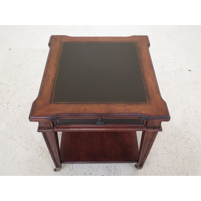 Traditional Leather Top 1 Drawer Occasional Table Chairish