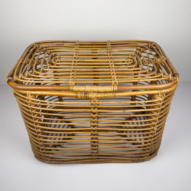 1960s Vintage Rattan Basket, Italy, 1960s For Sale - Image 5 of 18