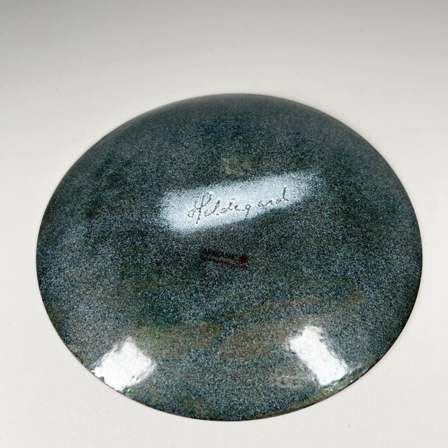 1960s 1960s Hildegard Abstract Modernist Art Yellow Enamel Plate With Grapes For Sale - Image 5 of 7