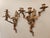 Antique Art Nouveau Pair Heavy Cast Gilt Brass 3 Light Wall Sconces With Aged Patina For Sale - Image 11 of 16
