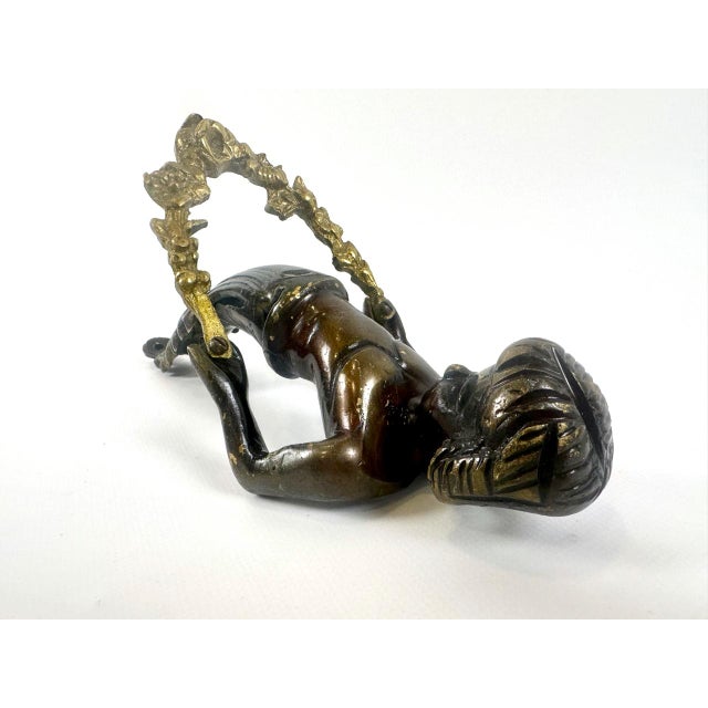 Large Antique Bronze Cherub Door Pull Handle For Sale - Image 4 of 18