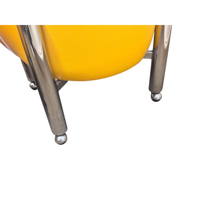 Yellow Vintage 1960’s-70’s Retro Dinette Set With Yellow Barrel Back Chairs For Sale - Image 8 of 12