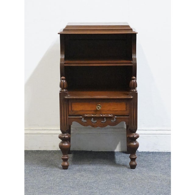 Brown Vintage Antique Solid Mahogany Traditional Style 15" Open Cabinet Nightstand For Sale - Image 8 of 11