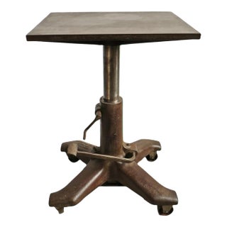 Vintage Industrial Iron Adjustable Bar Table For Sale