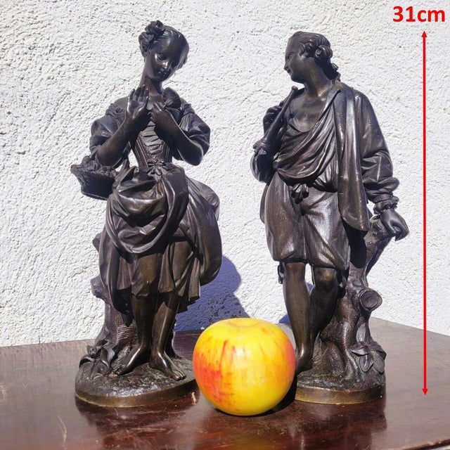 Couple of Gallant Lovers, 19th Century, Bronze, Set of 2 For Sale - Image 3 of 18