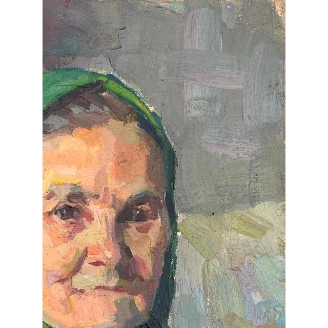 Realism Soviet Woman Portrait, Antique Oil Painting, Ukrainian Artist (1960s) 40-30 For Sale - Image 3 of 6