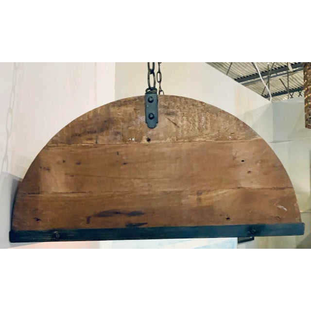 Organic Modern Reclaimed Barrel Wood Chandelier For Sale - Image 4 of 7