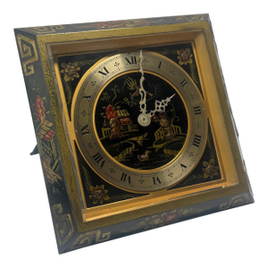 Chelsea Chinoiserie Japanned Desk Clock, Boston, C. 1925