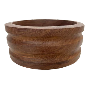 Large Vintage Scandinavian Fluted Teak Bowl