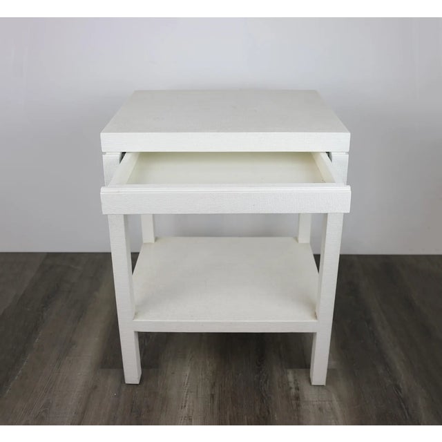 A pairCarl Springer Style White Raffia Wrapped Nightstand For Sale - Image 4 of 9