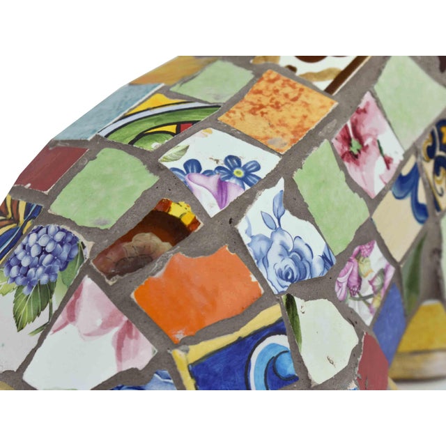 Handcrafted Multicore Reclaimed Ceramic Pieces Mosaic Pig Garden Outdoor Figurine For Sale - Image 10 of 12