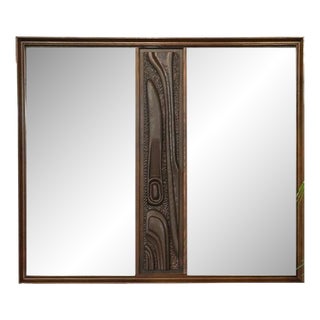 Pulaski, Brutalist Mid-Century Modern, 'Oceanic' Wall Mirror, Walnut, 1960s For Sale