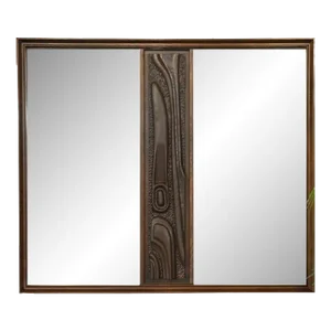 Pulaski, Brutalist Mid-Century Modern, 'Oceanic' Wall Mirror, Walnut, 1960s