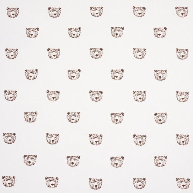 Sample - Schumacher x Marie-Chantal Bear High Performance Print Fabric in Ivory For Sale